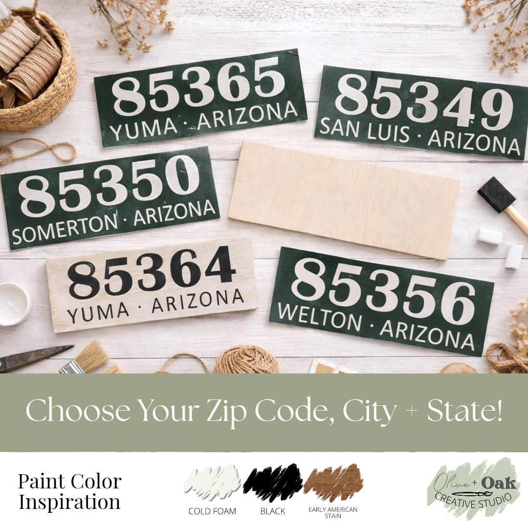 City Code Az Sign Zip Code Plank Sign | DIY Painting Class – Yuma AZ – Olive + Oak