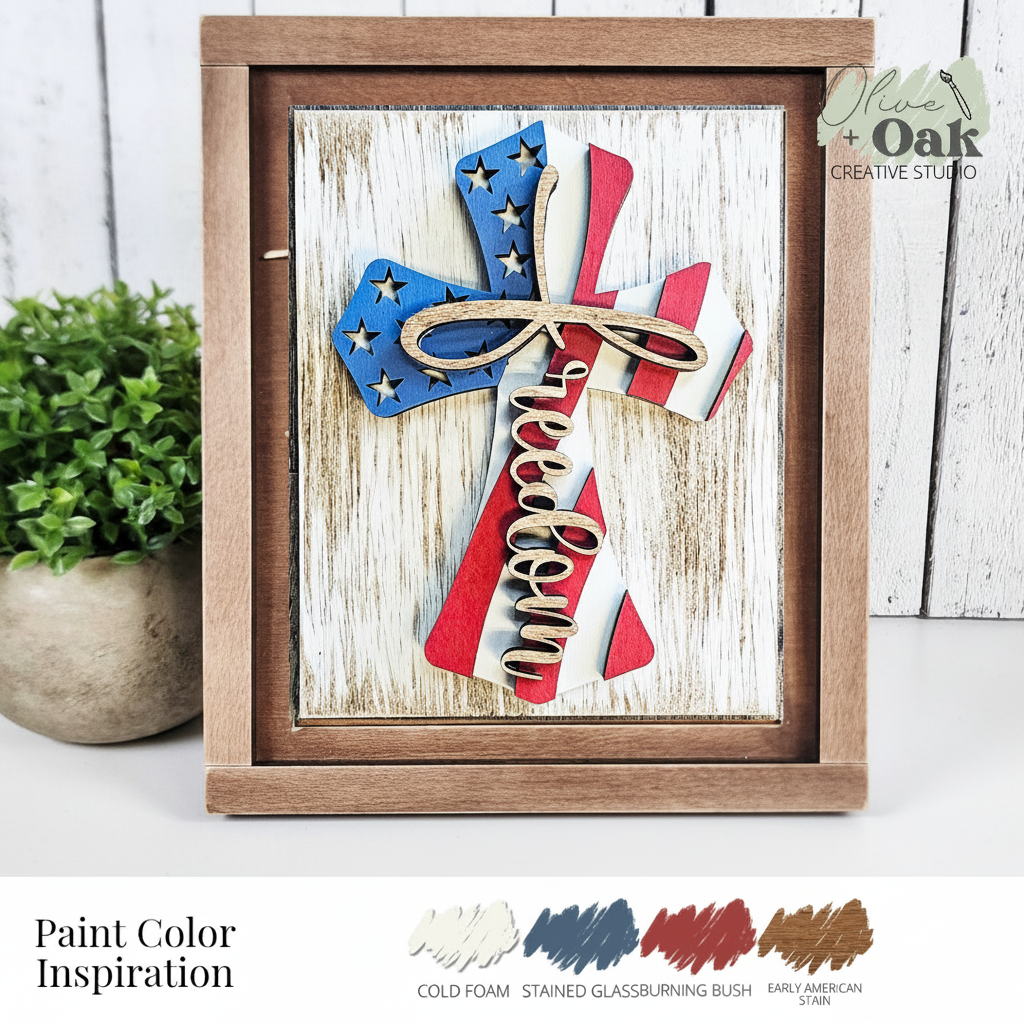 DIY Freedom Cross Mini Sign *Insert ONLY*