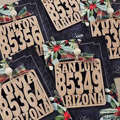 Zip Code Framed Unfinished Ornament Blank