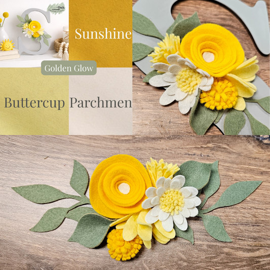 DIY Golden Glow Felt Flowers Embellishment Kit