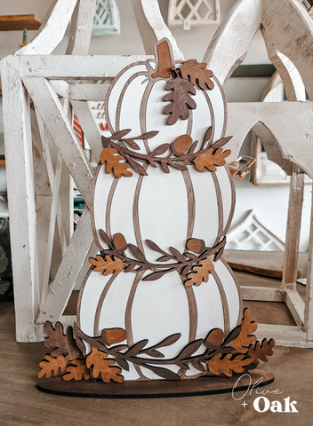Farmhouse Stacked Pumpkins Shelf Sitter
