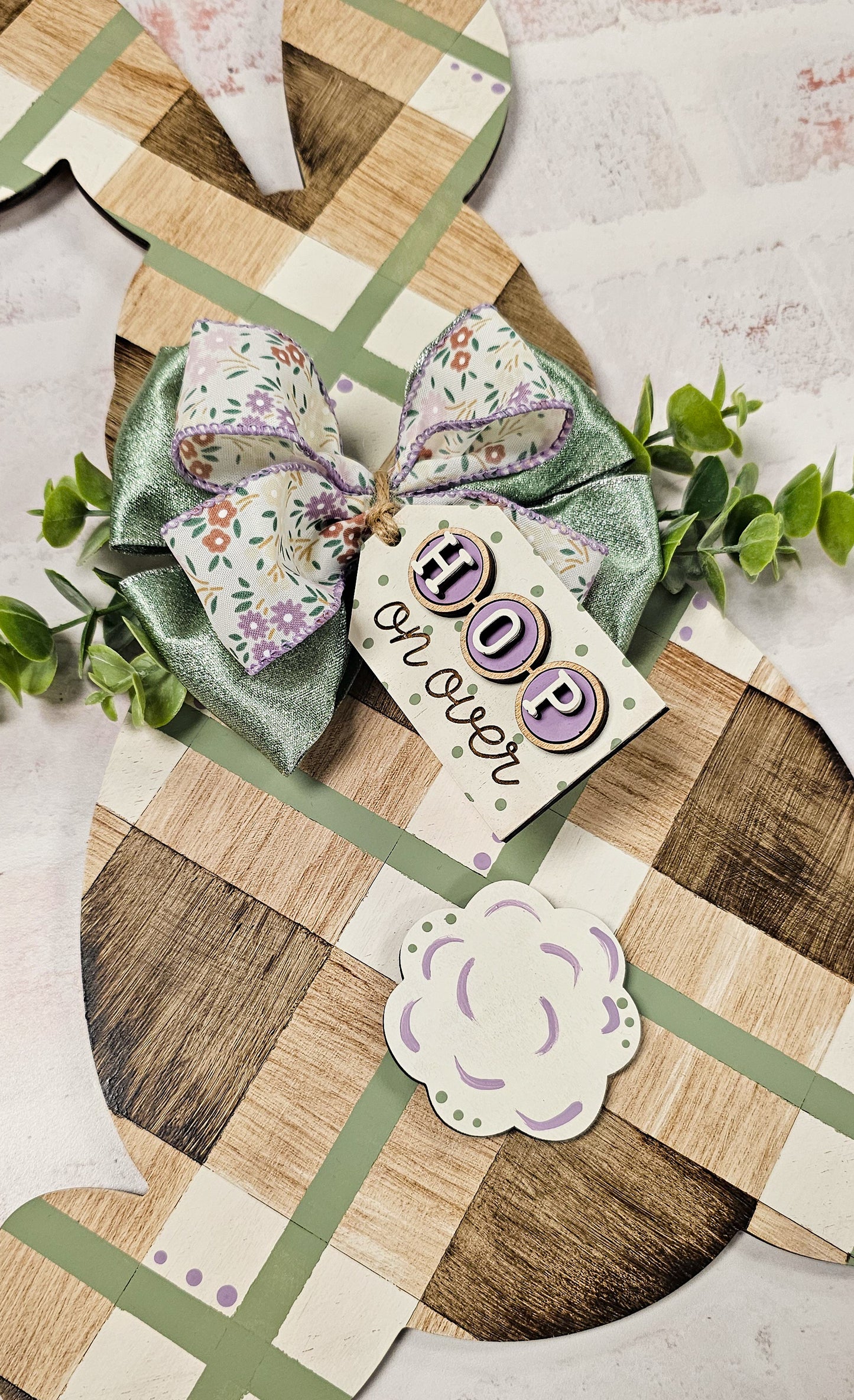 DIY Hop On Over Bunny Door Hanger