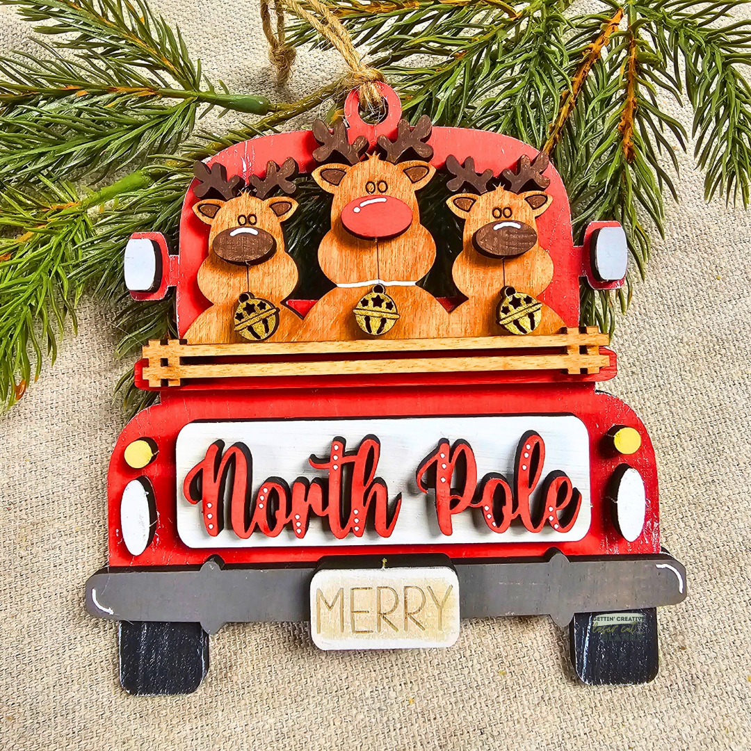 North Pole Truck Ornament Blank