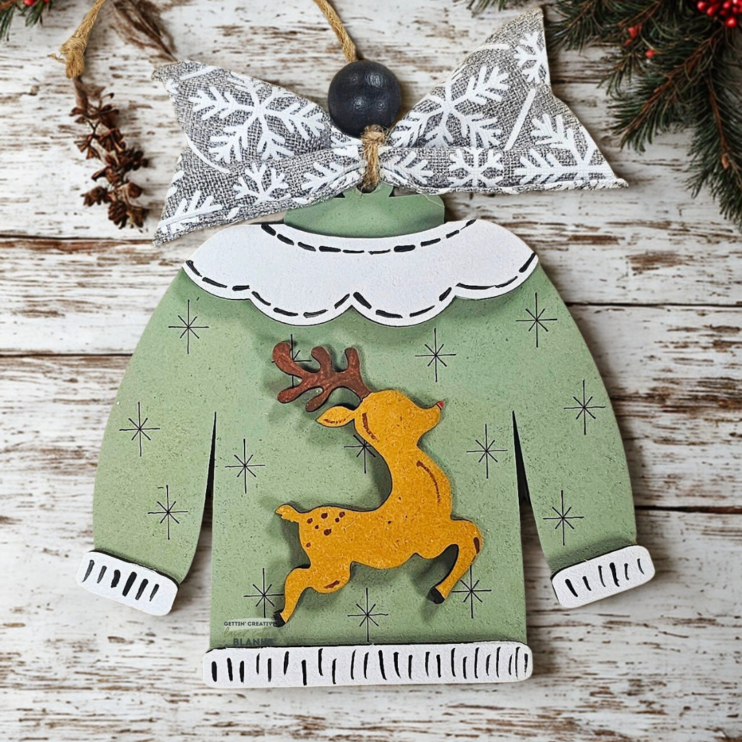 Reindeer Sweater Ornament Blank