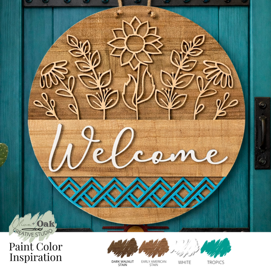 DIY Southwestern Welcome Floral Door Hanger