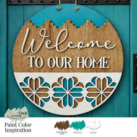 DIY Southwestern Welcome to Our Home Door Hanger