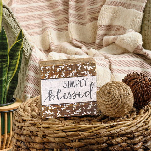 Simply Blessed Slat Box Sign