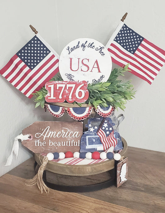 DIY America the Beautiful Tier Tray Set