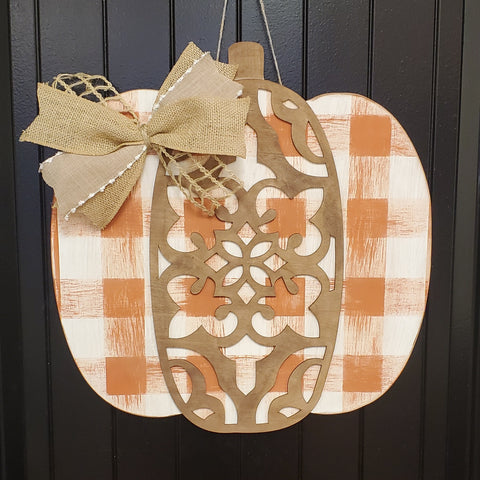 DIY Ornate Pumpkin Door Hanger