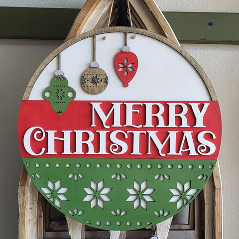 Vintage Ornament Merry Christmas Door Hanger