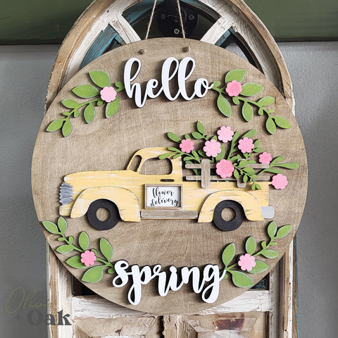 DIY Hello Spring Truck Door Hanger