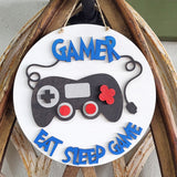 DIY Eat Sleep Game Round Hanger