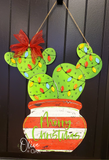 DIY Christmas Cacti Door Hanger