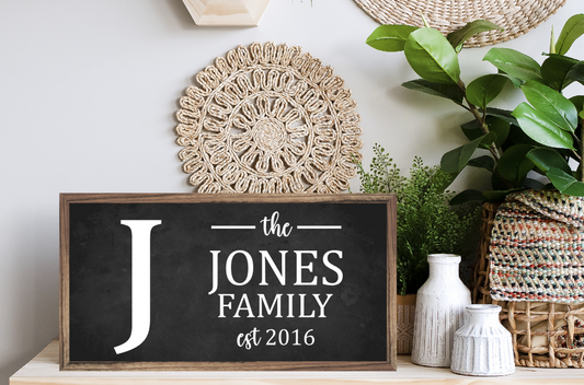 DIY Modern Family Est. Horizontal Framed Sign