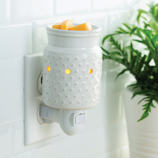 White Hobnail Pluggable Wax Warmer