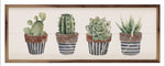 Succulents with Boho Pots Print Framed Sign 4x12