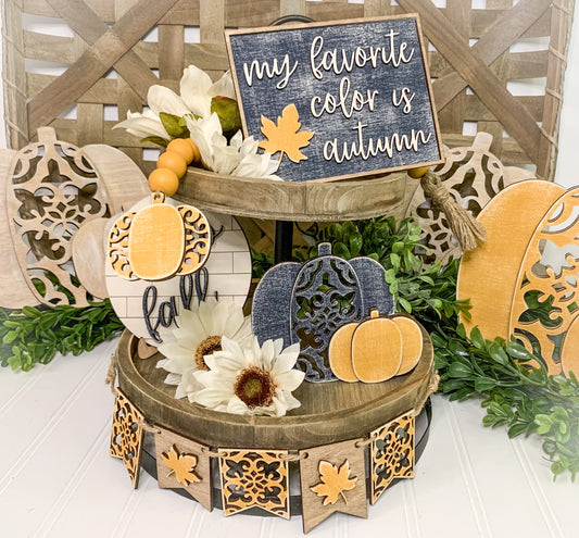 DIY Ornate Fall Tier Tray Set