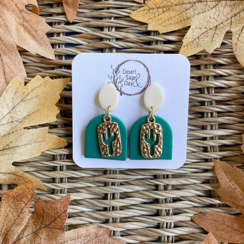 Turquoise Western Clay Earring Cactus Arches
