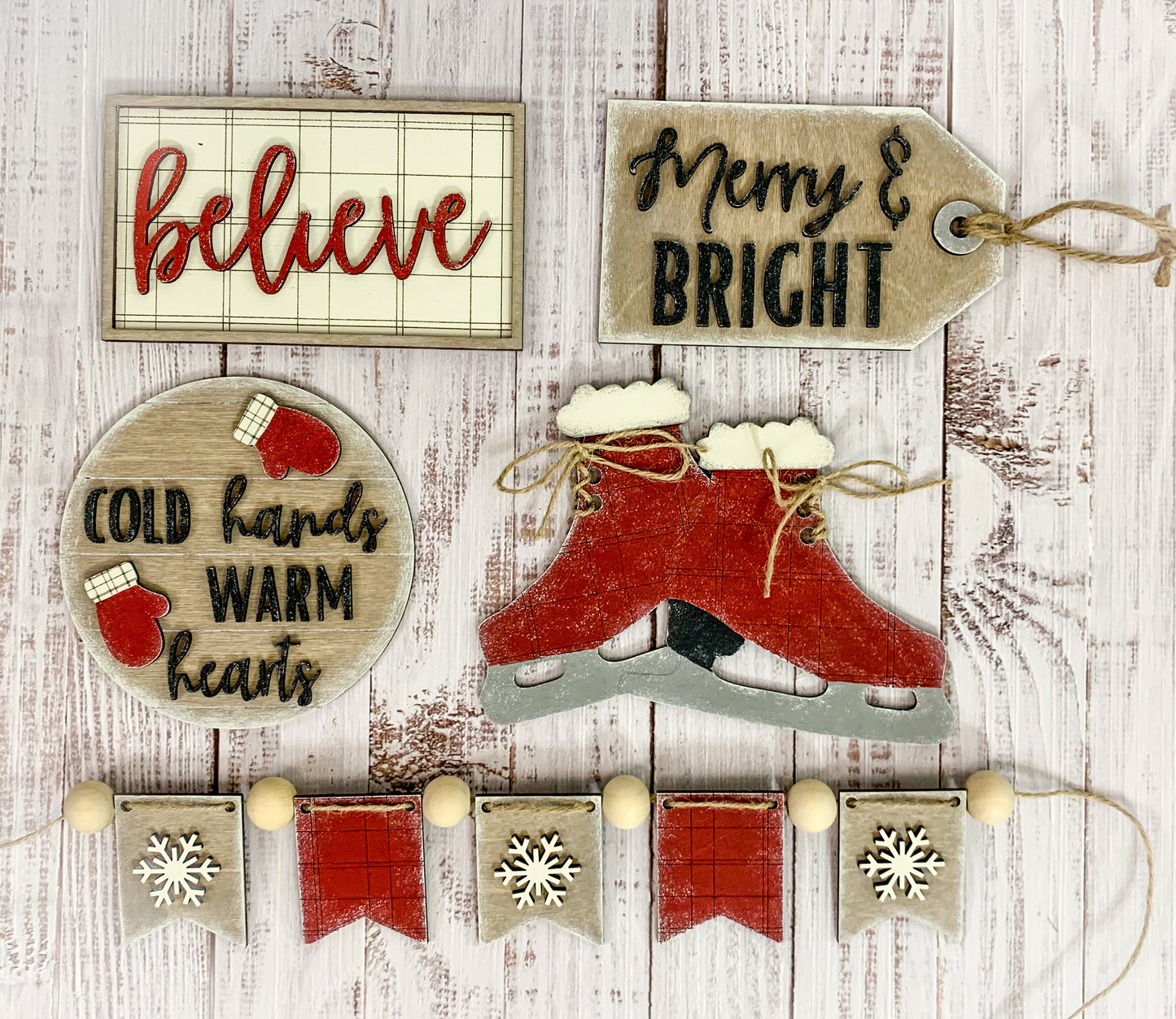 DIY Plaid Christmas Tier Tray Set