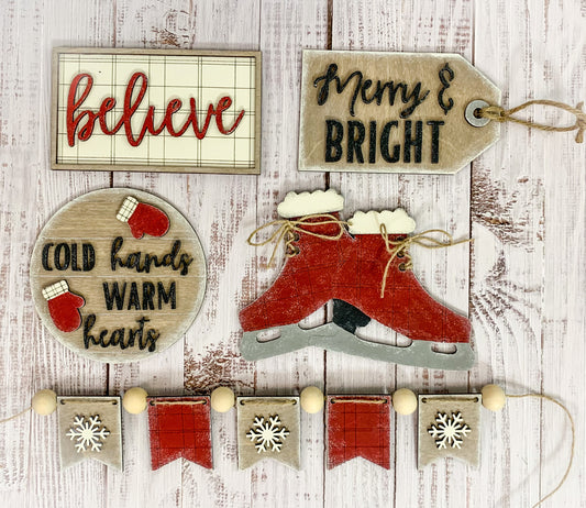 DIY Plaid Christmas Tier Tray Set